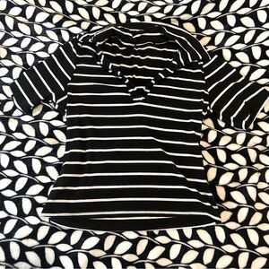 Black and White Striped Women's Top